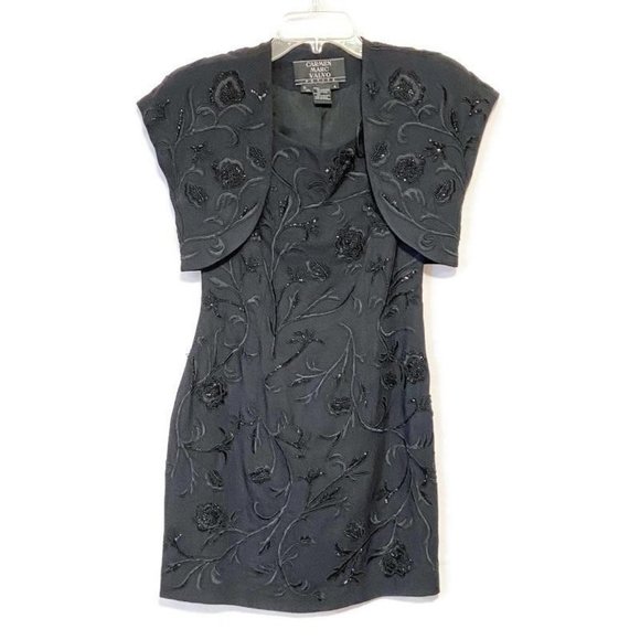 Carmen Marc Valvo Cocktail Dress & Jacket Beaded - Picture 1 of 10